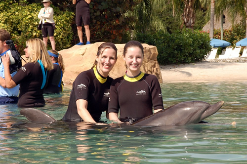 Mom and me with dolphins